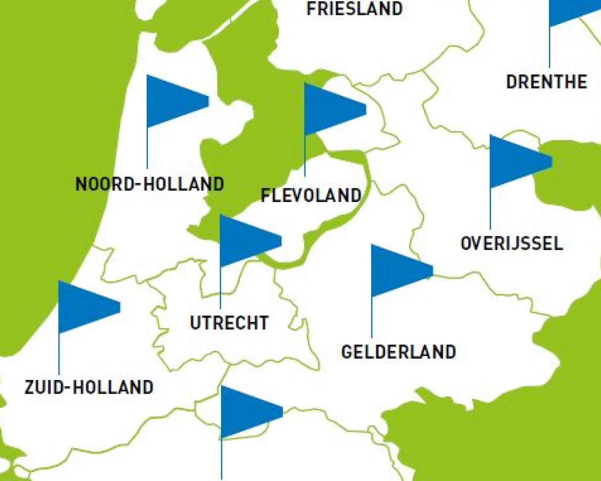 landkaart van Nederland met 12 provincies